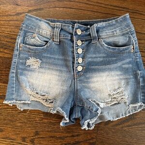 YMI Light Blue Distressed Jean Shorts